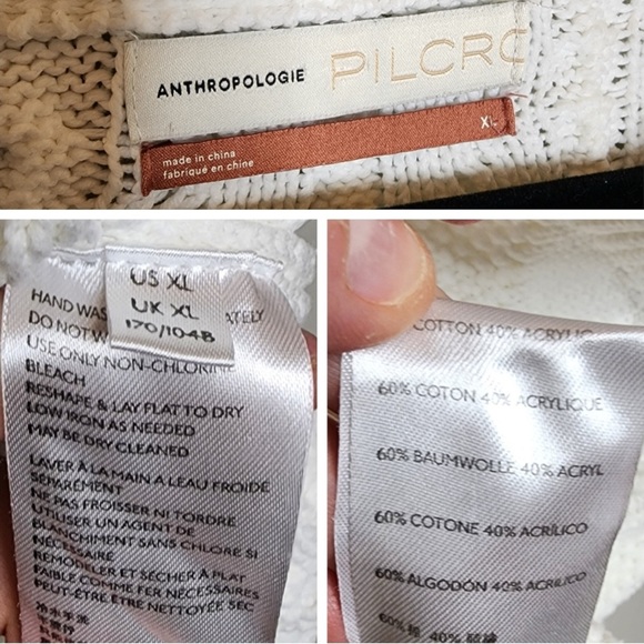 Anthropologie Jasmin Pilcro white cableknit sweater, XL Anthro Letterpress - Picture 4 of 15